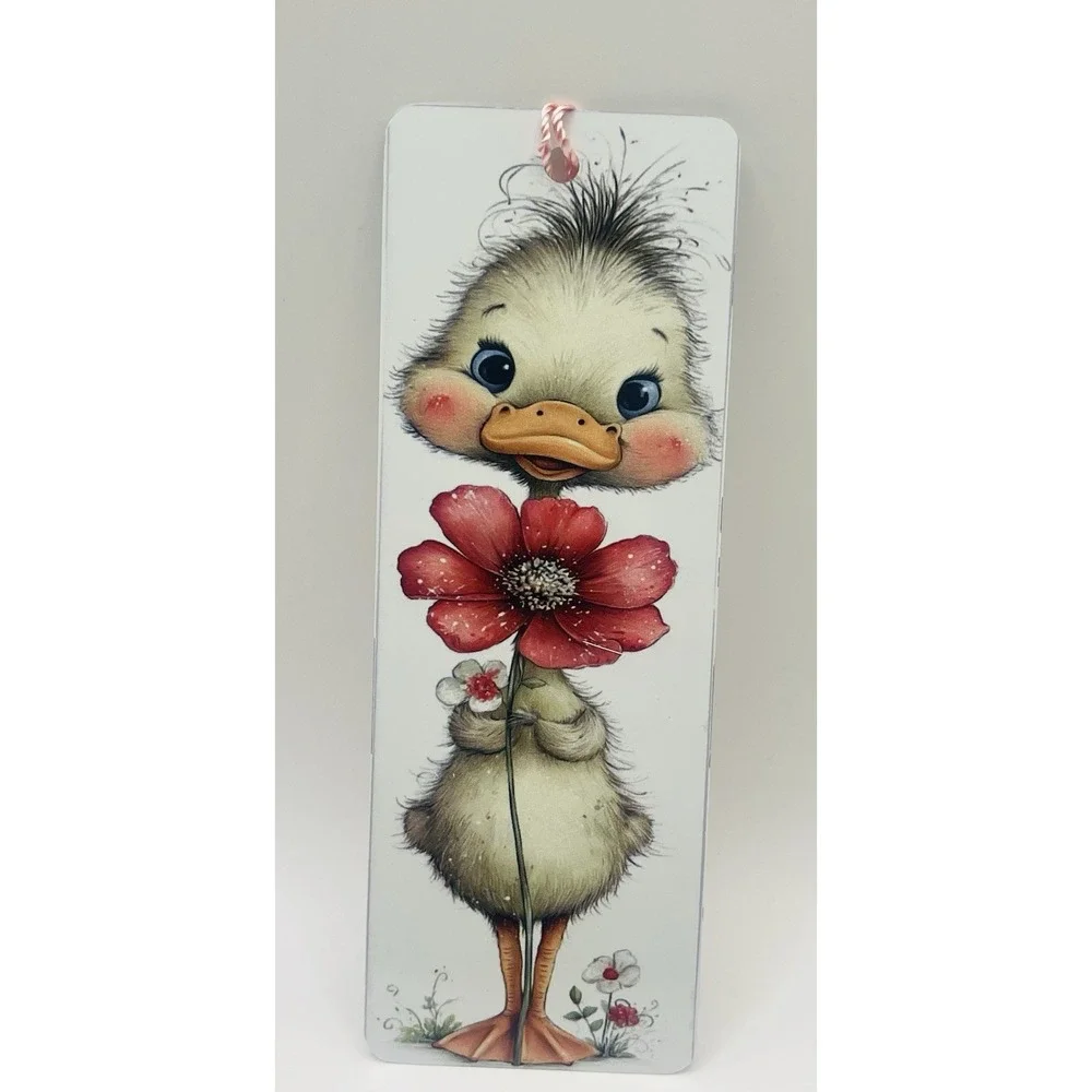 Cute Baby Goose Aluminum Bookmark With Tassel. 6X2